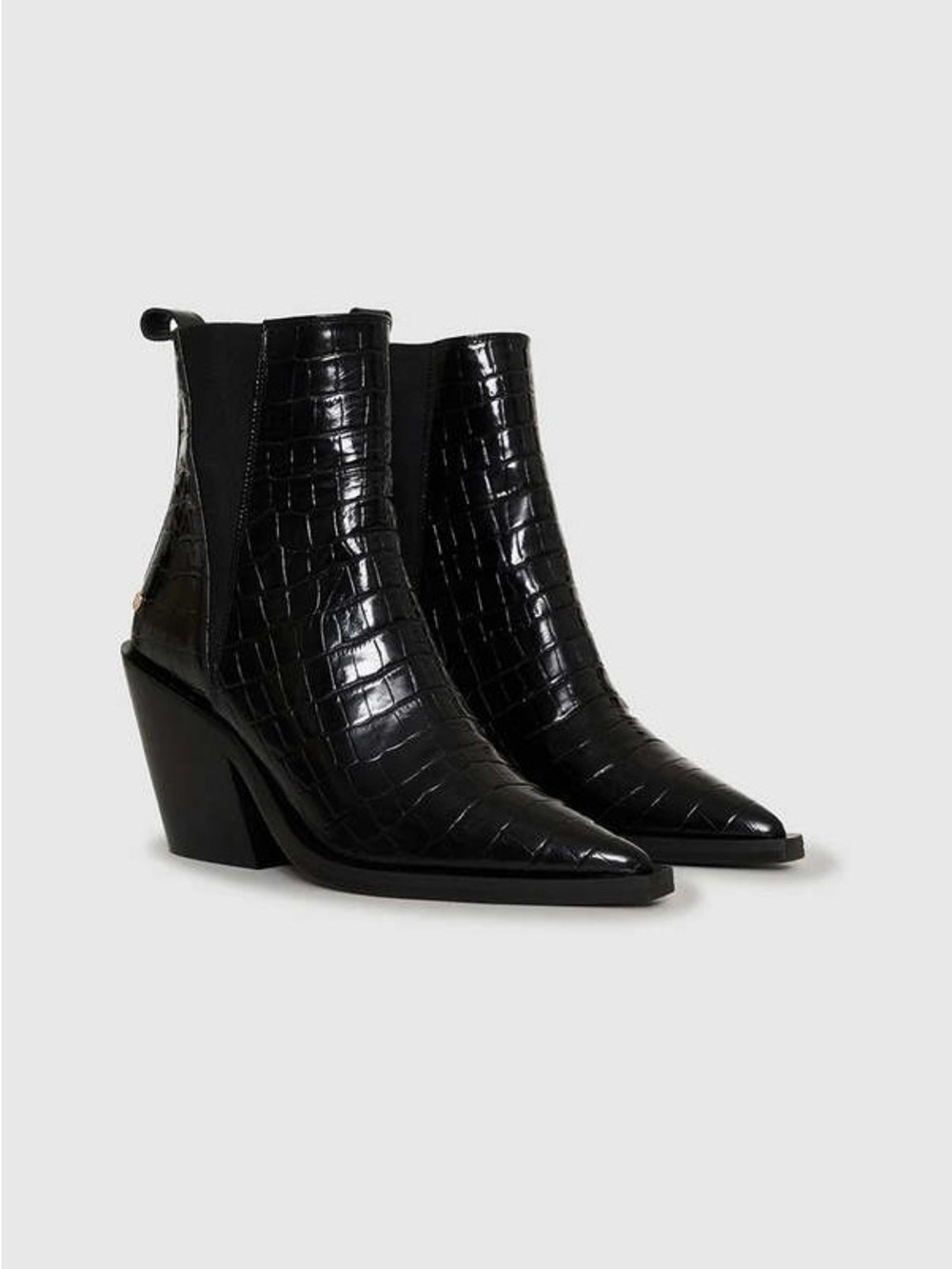 NIB Anine Bing Black Bekah Croc-Embossed Boots 41 $850